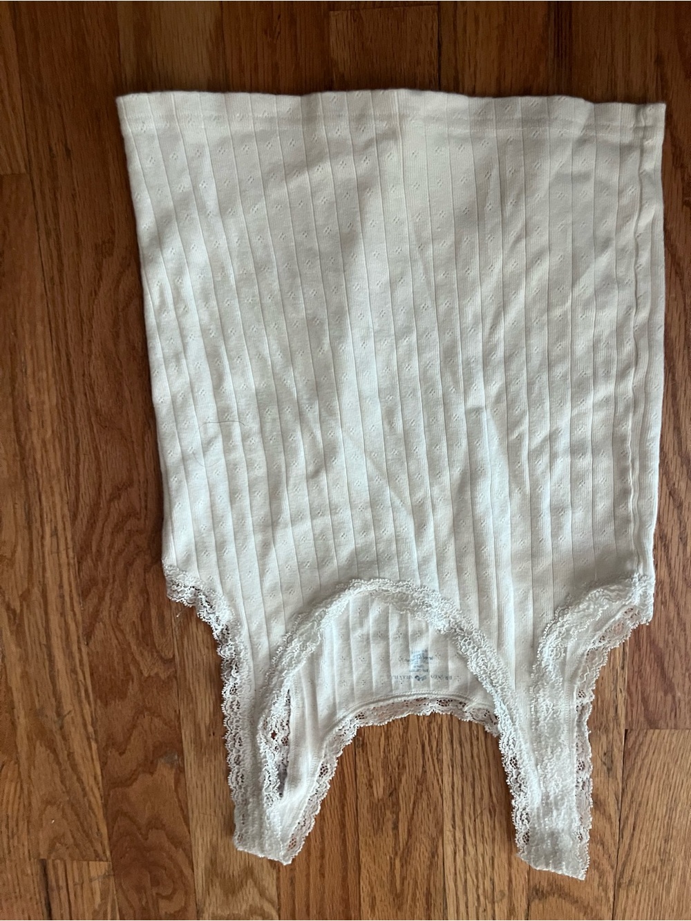 Girls' White Lace-Trim eyelet Ribbed Tank Top